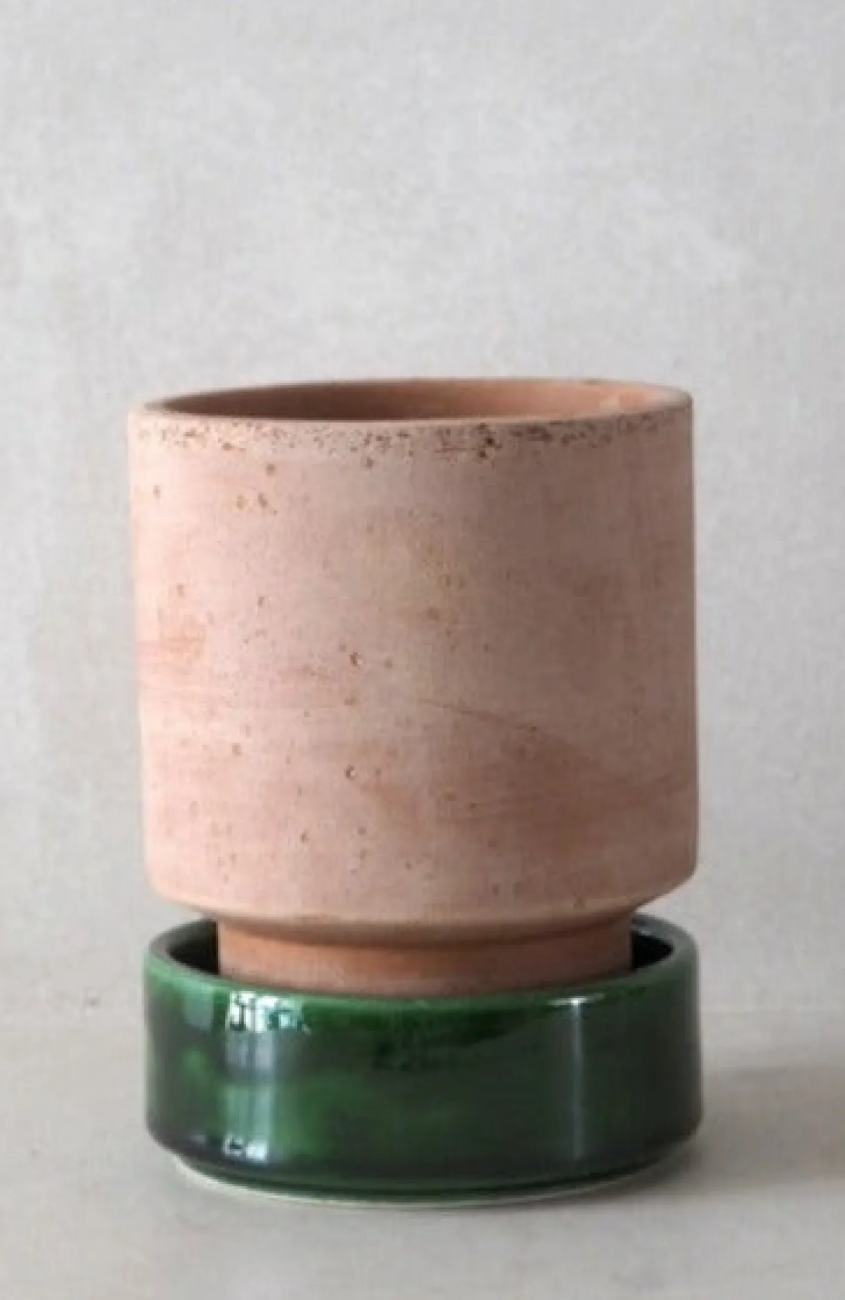 Hoff krukke, raw rosa + grøn underskål, gulvkrukke