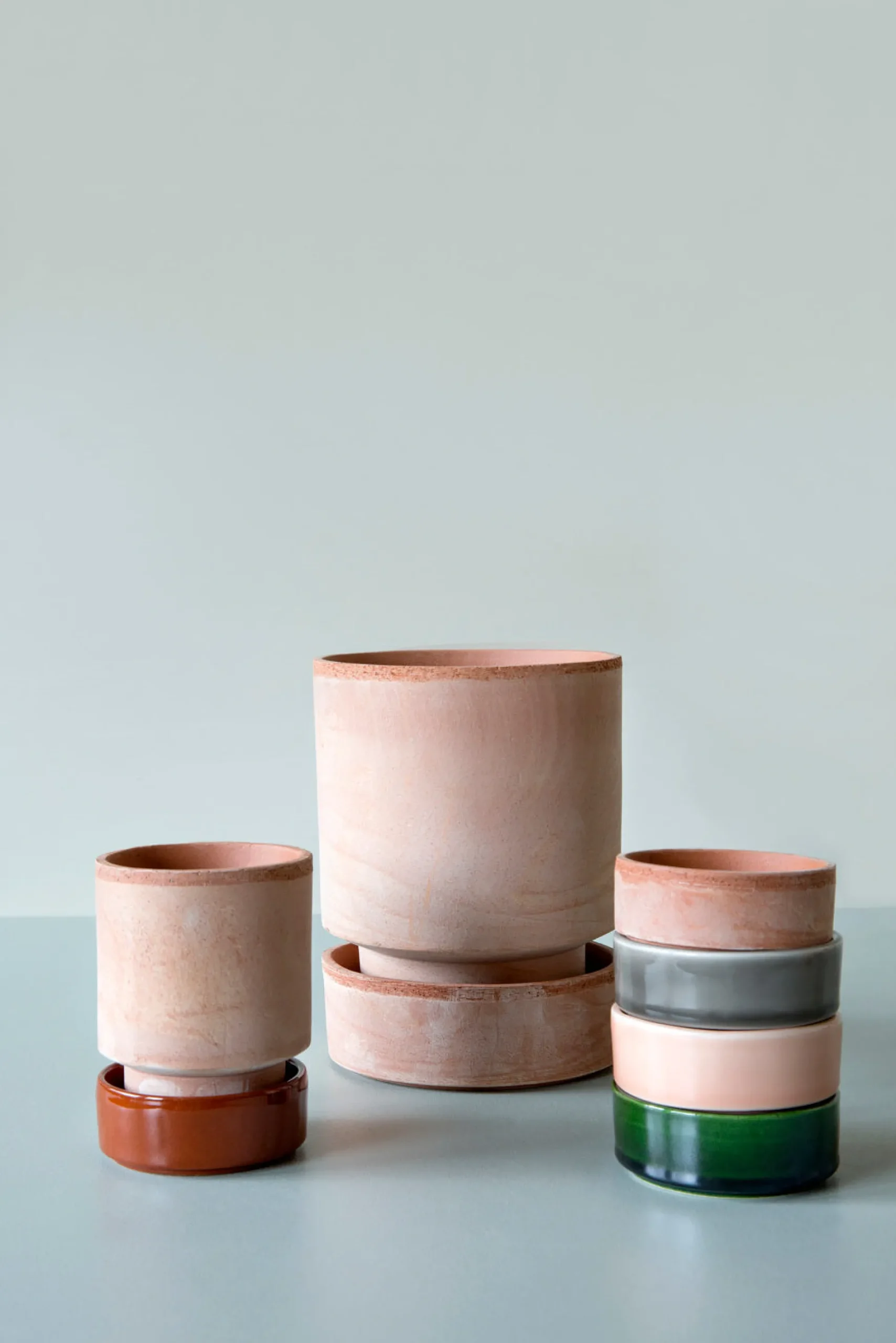 Hoff krukke, raw rosa + rosa underskål, gulvkrukke