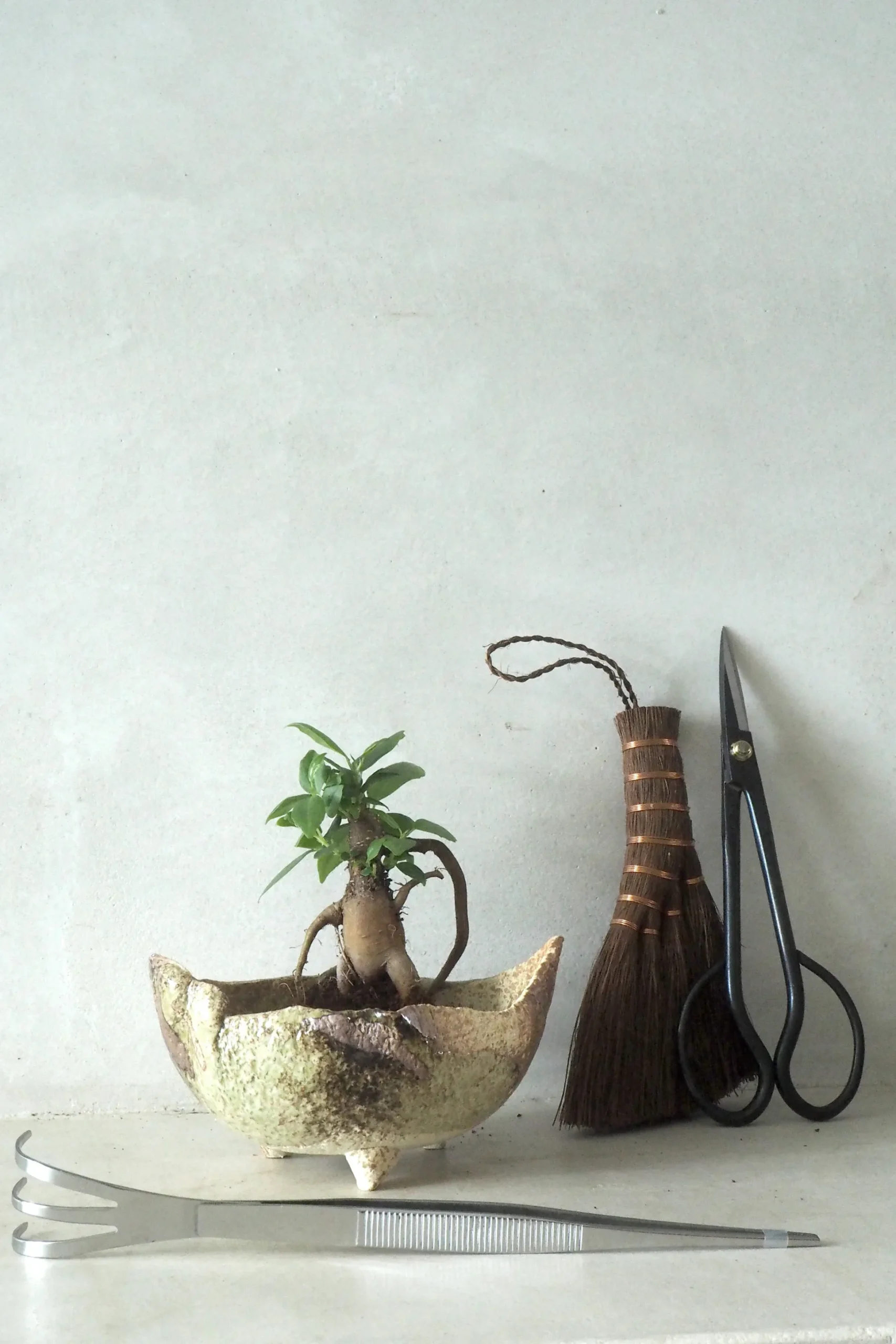 Japansk bonsai krukke, håndlavet, brun